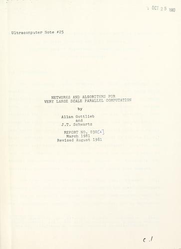Networks and algorithms for very large scale parallel computation