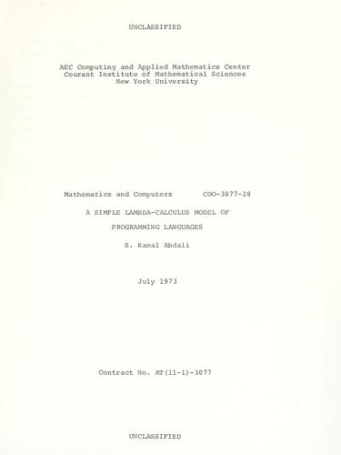 A simple lambda-calculus model of programming languages