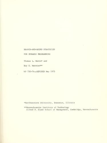 Branch-and-bound strategies for dynamic programming