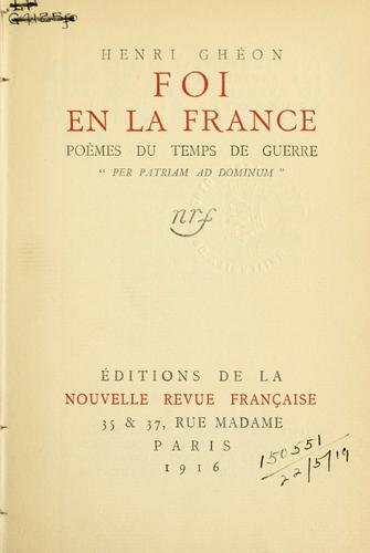 Foi en la France by Henri Ghéon cover