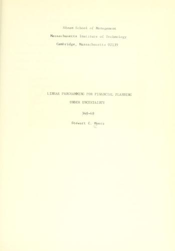 Linear programming for financial planning under uncertainty