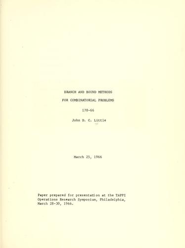 Branch and bound methods for combinatorial problems