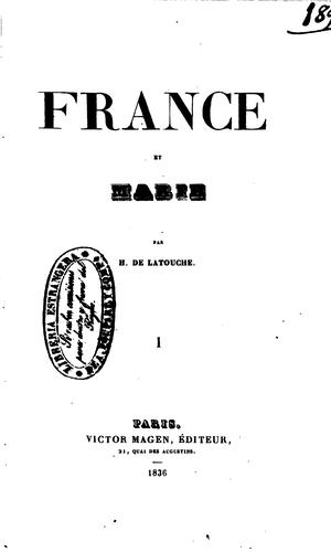 France et Marie by Henri de Latouche cover