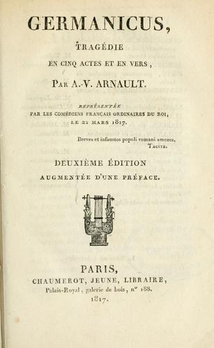 Germanicus, tragédie en cinq actes et en vers