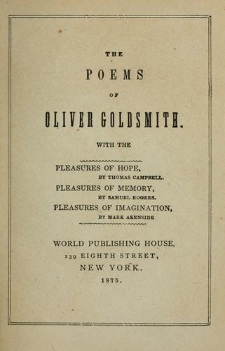 The poems of Oliver Goldsmith