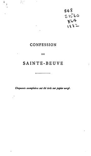Confession de Sainte-Beuve by Louis Nicolardot cover