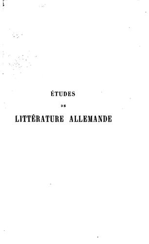 Études de littérature allemande by Arthur Chuquet cover