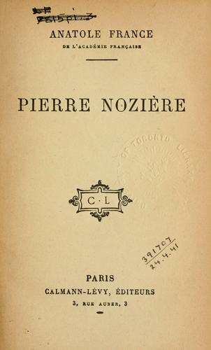 Pierre Nozière by Anatole France cover