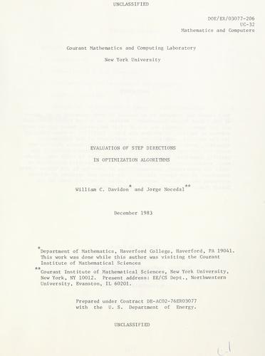 Evaluation of step directions in optimization algorithms