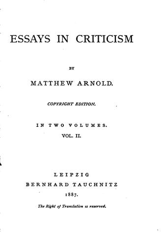 Essays in criticism