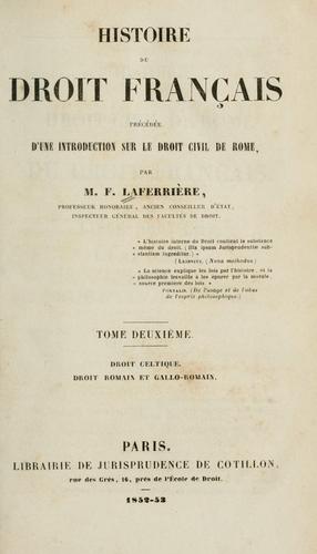 Histoire du droit francais by Louis Firmin Julien Laferriere cover