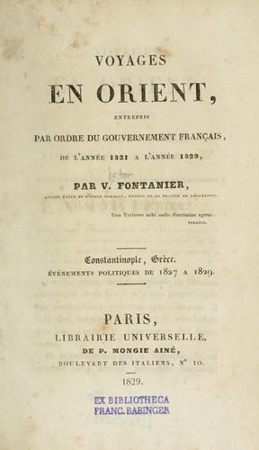 Voyages en Orient by V. Fontanier cover