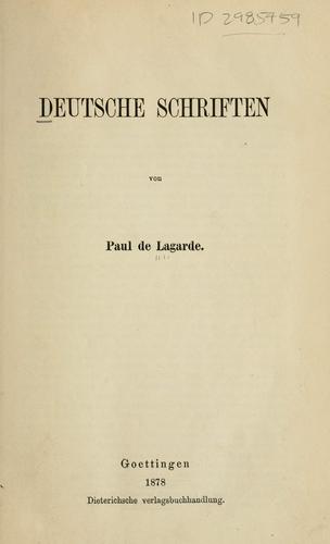 Deutsche Schriften by Paul de Lagarde cover