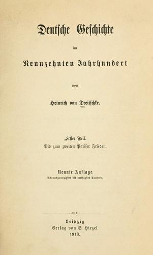 Deutsche Geschichte im neunzehnten Jahrhundert by Heinrich von Treitschke cover