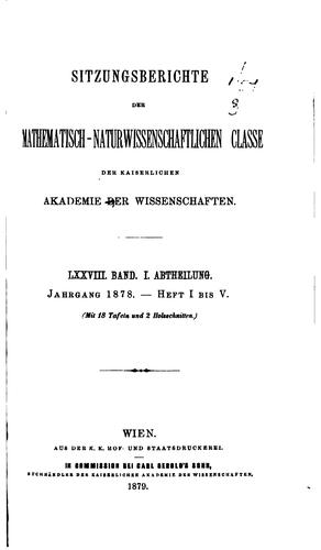 Sitzungsberichte der Kaiserlichen Akademie der Wissenschaften, Mathematisch-naturwissenschaftliche Classe