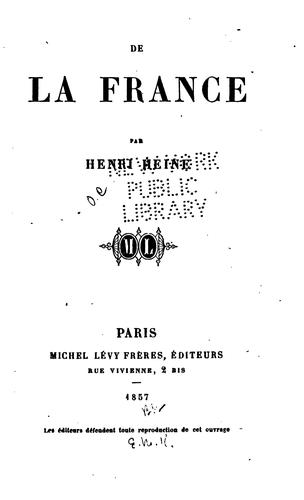 De la France by Heinrich Heine cover