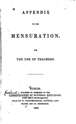 Appendix to the Mensuration: For the Use of Teachers