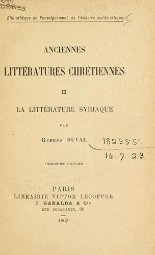 Anciennes littératures chrétiennes by Pierre Batiffol cover