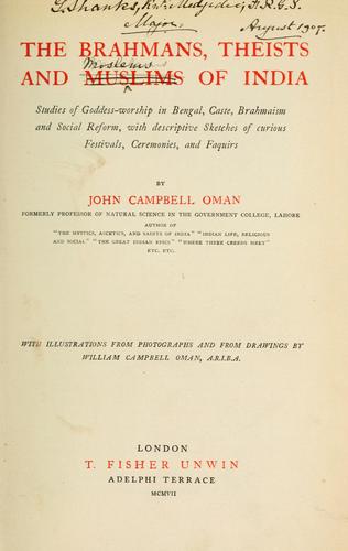 The Brahmans, theists and Muslims of India