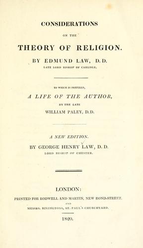 Considerations on the state of the world with regard to the theory of religion