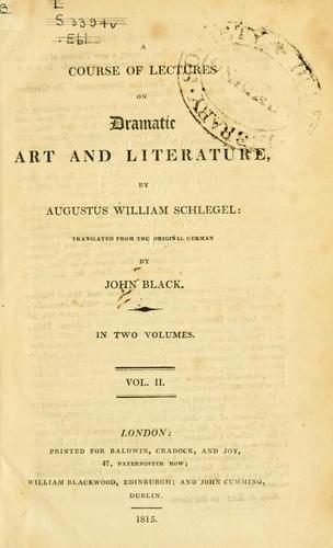 Vorlesungen über dramatische Kunst und Litteratur