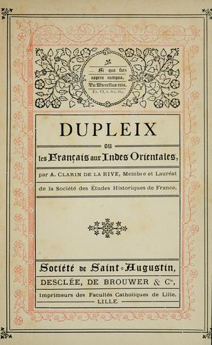 Dupleix by Abel Clarin de la Rive cover