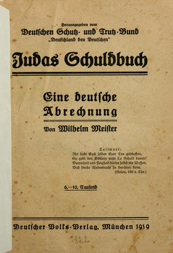 Judas Schuldbuch, eine deutsche Abrechnung by Paul Bang cover