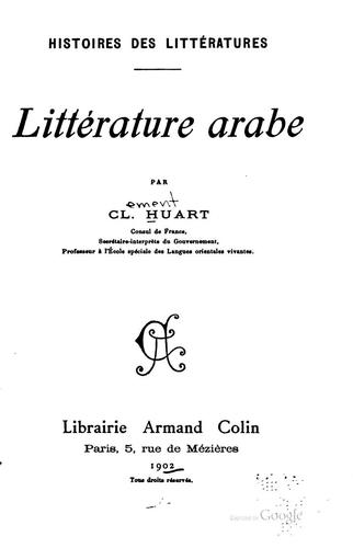 Littérature arabe by Clément Huart cover