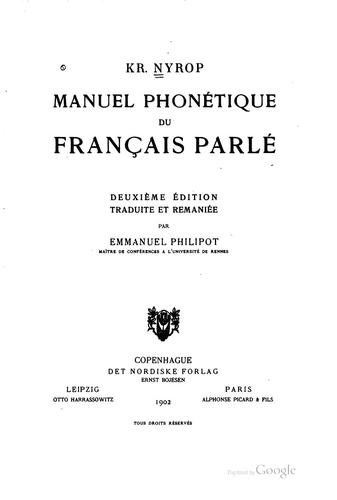 Manuel phonétique du français parlé by Kristoffer Nyrop, Emmanuel Philipot cover