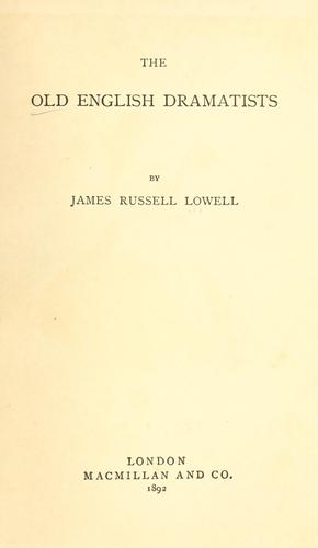 The old English dramatists