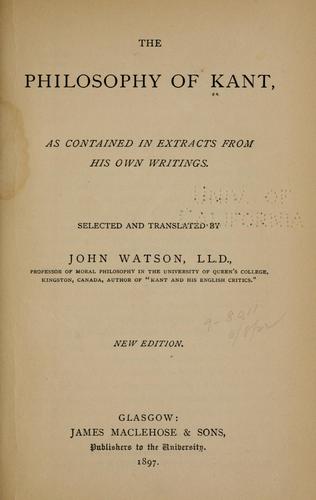 The philosophy of Kant