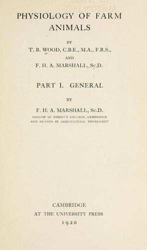 Physiology of farm animals by Thomas Barlow Wood cover