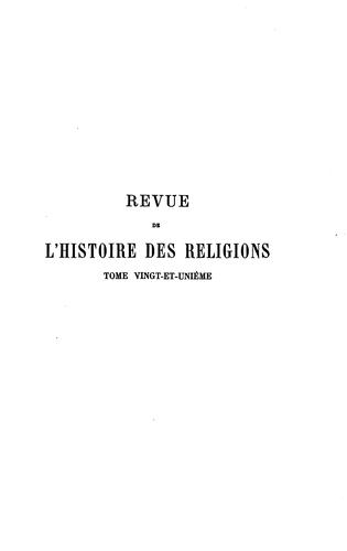Revue de l'Histoire des Religions