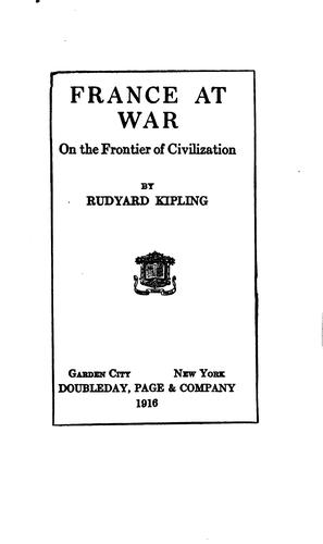 France at War: On the Frontier of Civilization by Rudyard Kipling cover