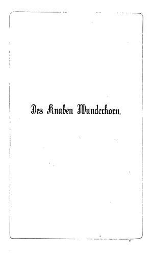Des Knaben Wunderhorn. Alte deutsche Lieder by Clemens Brentano cover