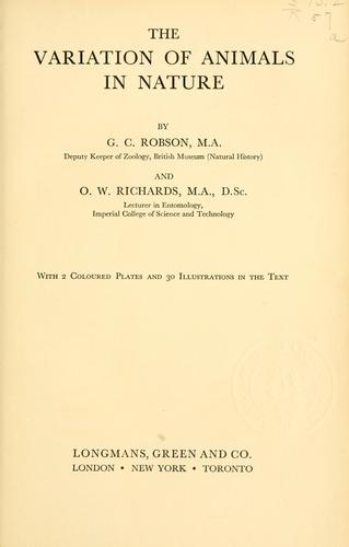 The variation of animals in nature by G. C. Robson cover