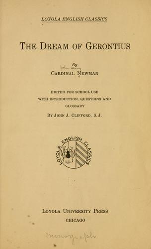 The dream of Gerontius by John Henry Newman cover