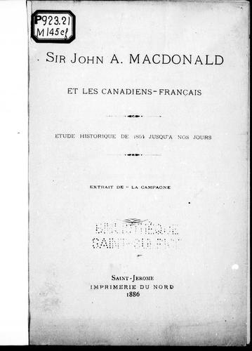 Sir John A. Macdonald et les Canadiens-français by  cover