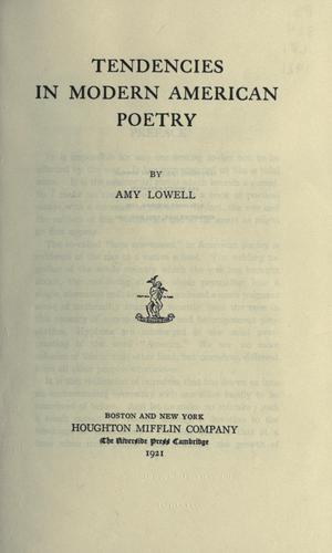 Tendencies in modern American poetry