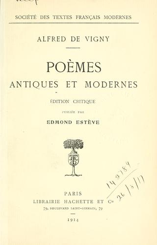 Poèmes antiques et modernes by Alfred de Vigny cover