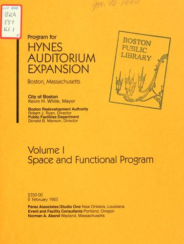 Program for hynes auditorium expansion, Boston, Massachusetts