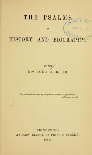 The Psalms In History And Biography