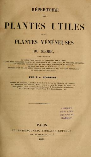 Répertoire des plantes utiles et des plantes vénéneuses du globe by E. A. Duchesne cover