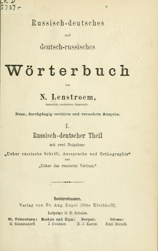 Russisch-deutsches und deutsch-russisches Wörterbuch by N. Lenstroem cover