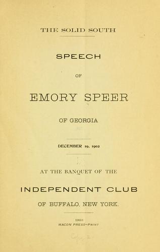 The solid South by Emory Speer cover