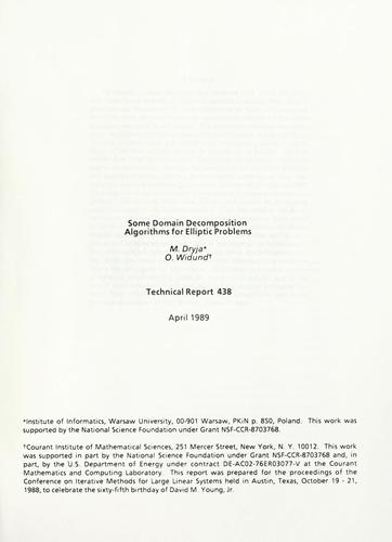 Some domain decomposition algorithms for elliptic problems