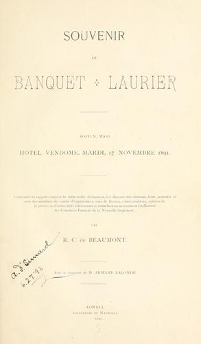 Souvenir du banquet Laurier by R. C. DeBeaumont cover