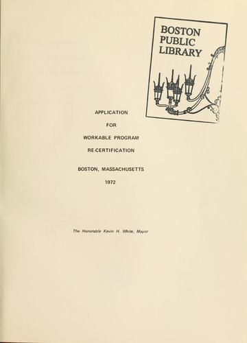 Application for workable program recertification