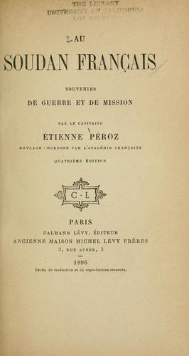 Au Soudan français by Étienne Péroz cover