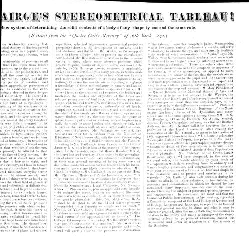 Key to Baillairgé's stereometrical tableau